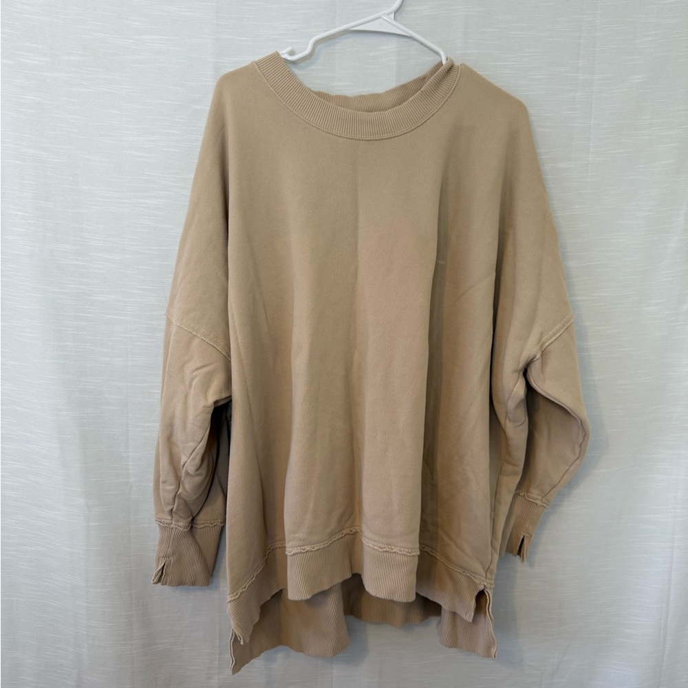 Aerie Distressed Oversized Tan Sweater - Picture 1 of 6